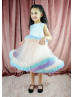 Multi-color Satin Tulle Flower Girl Dress